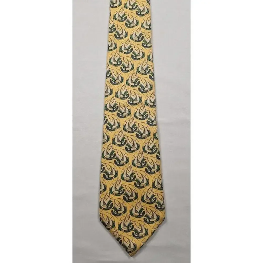 SALVATORE‎ FERRAGAMO Yellow Geometric Silk Tie Italy